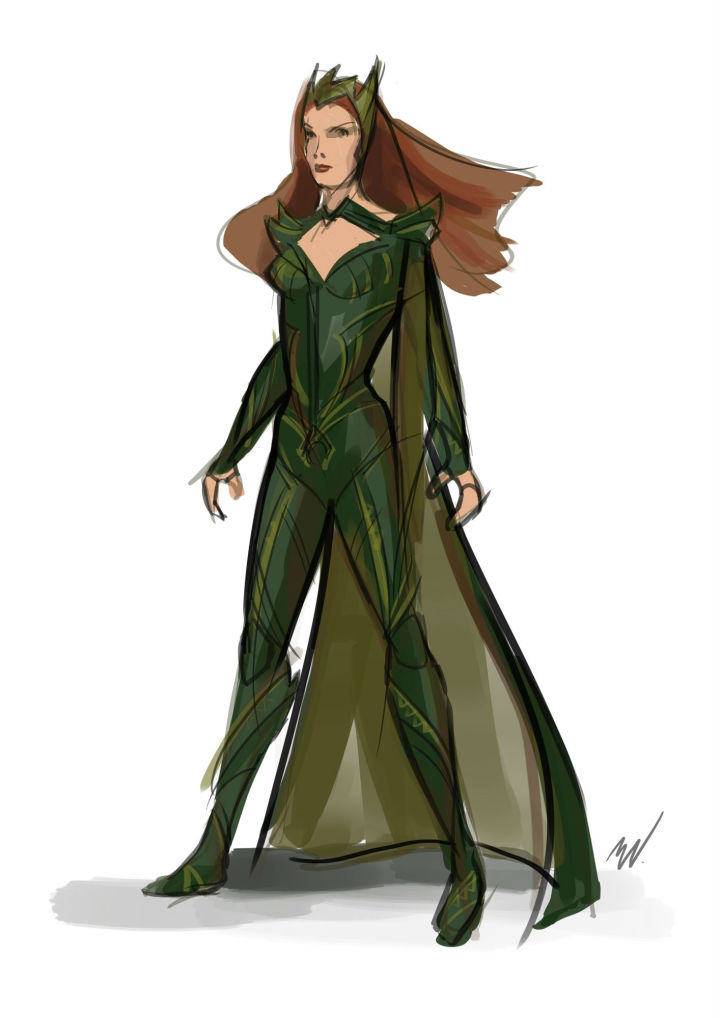 Un dessin du designer Michael Wilkinson pour le costume de Mera dans Justice League. CREDIT: © 2016 Warner Bros. Entertainment Inc./ ™ & © DC Comics